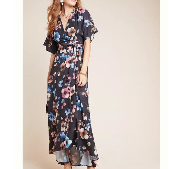 HUTCH Anthropologie Monaco Wrapped Floral Maxi Dress Size Small - Picture 1 of 12